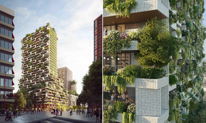 Tòa nhà phủ cây xanh tương đương 10.000 m2 rừng